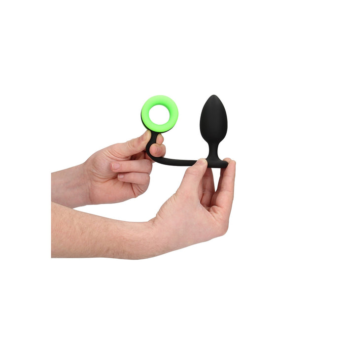 Ouch! Glow in the Dark Butt Plug Met Cockring 10 Cm