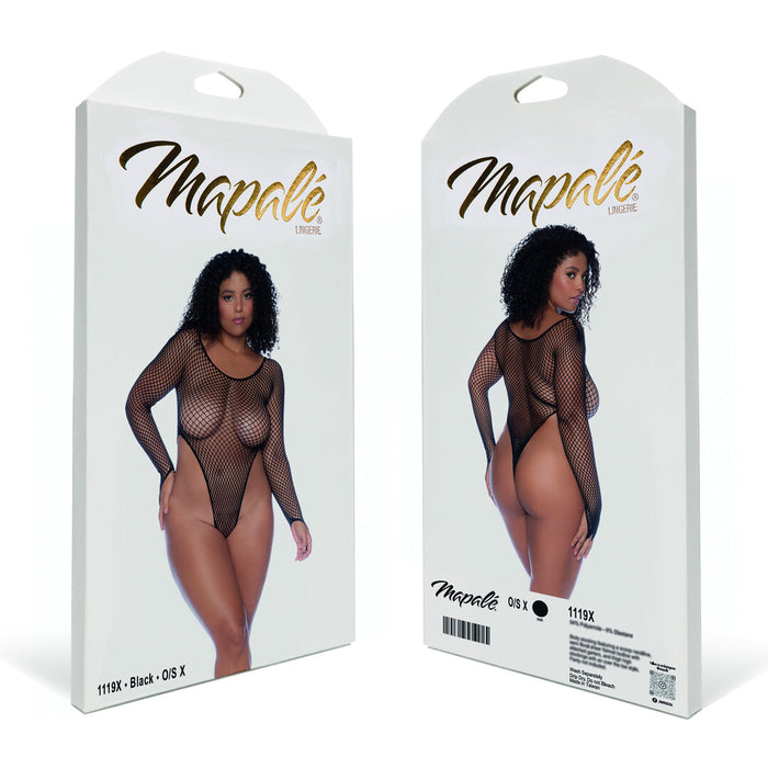 Mapalé Zwarte Visnet Body Met Lange Mouwen
