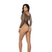 Mapalé Zwarte Visnet Body Met Strass & Lange Mouwen