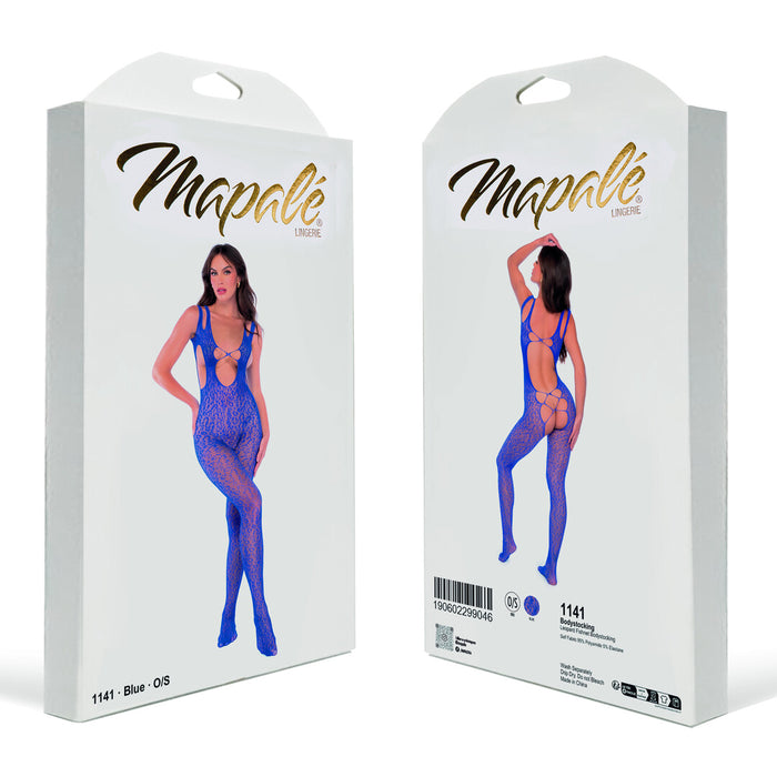 Mapalé Blauwe Leopard Visnet Bodystocking