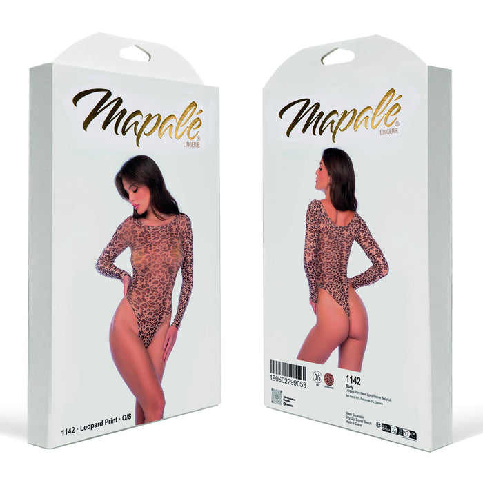 Mapalé Leopard Mesh Body Met Lange Mouwen