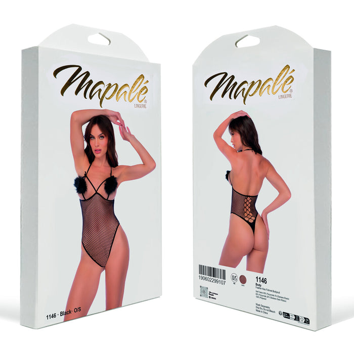 Mapalé Zwarte Visnet Body Met Veerdetails