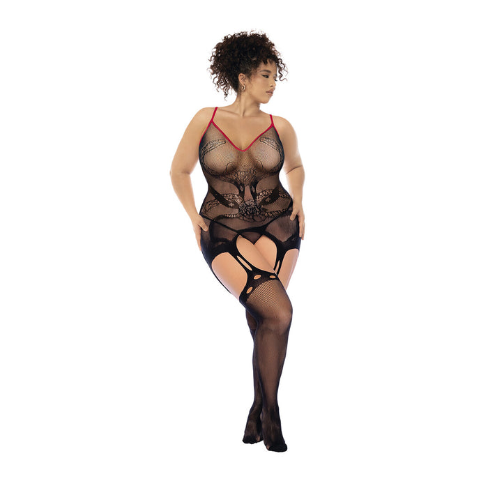Mapalé Zwarte Bodystocking Met Slangenmotief