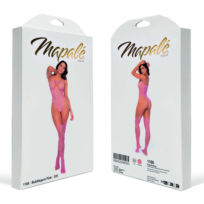 Mapalé Roze Hartjes Visnet Bodystocking Met Strass