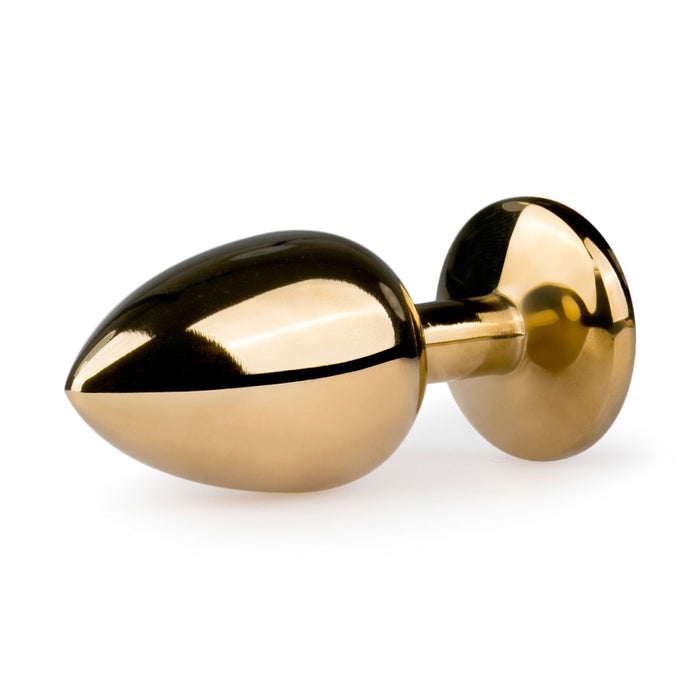 EasyToys Metalen Buttplug Goud Met Heldere Kristal 7 cm