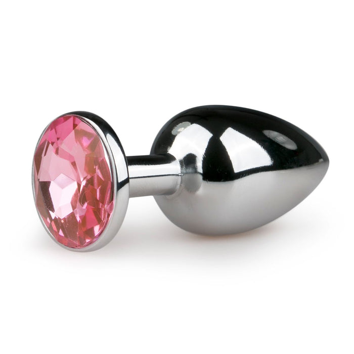 EasyToys Metalen Buttplug Zilver Met Roze Kristal 7 cm
