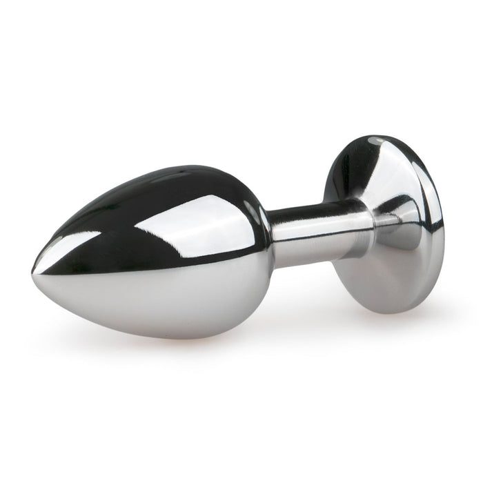 EasyToys Metalen Buttplug Zilver Met Heldere Kristal 7 cm