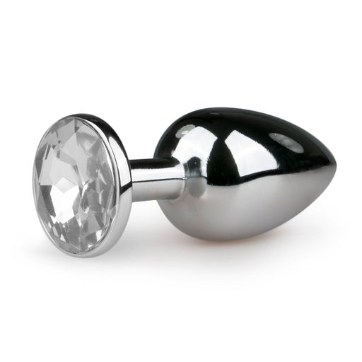 EasyToys Metalen Buttplug Zilver Met Heldere Kristal 7 cm