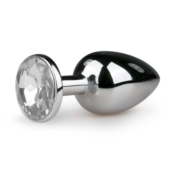EasyToys Metalen Buttplug Zilver Met Heldere Kristal 7 cm