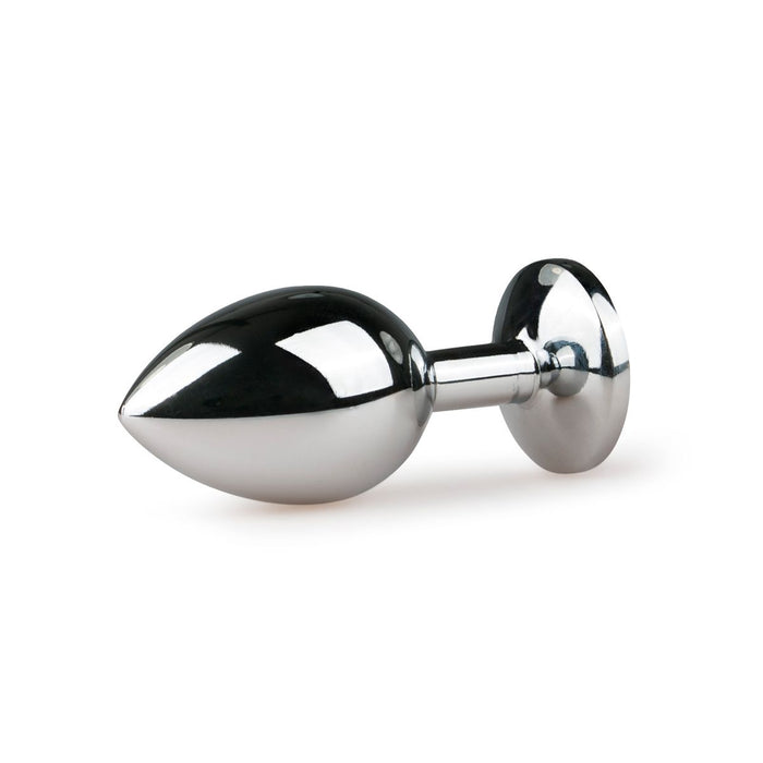 EasyToys Metalen Buttplug Zilver Met Roze Kristal 8 cm