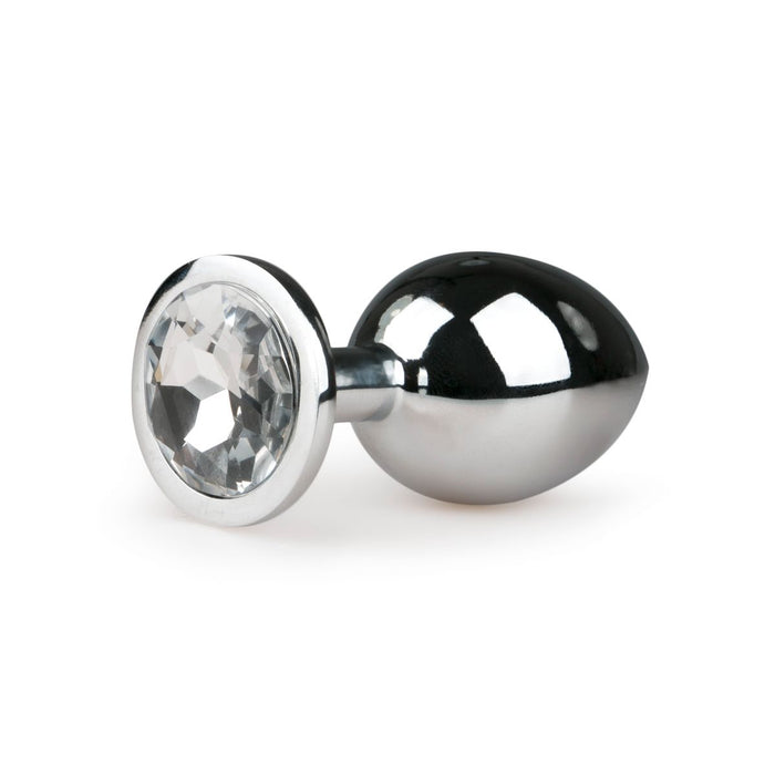 EasyToys Metalen Buttplug Zilver Met Heldere Kristal 8 cm