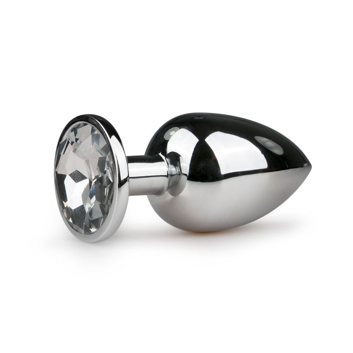EasyToys Metalen Buttplug Zilver Met Heldere Kristal 10 cm