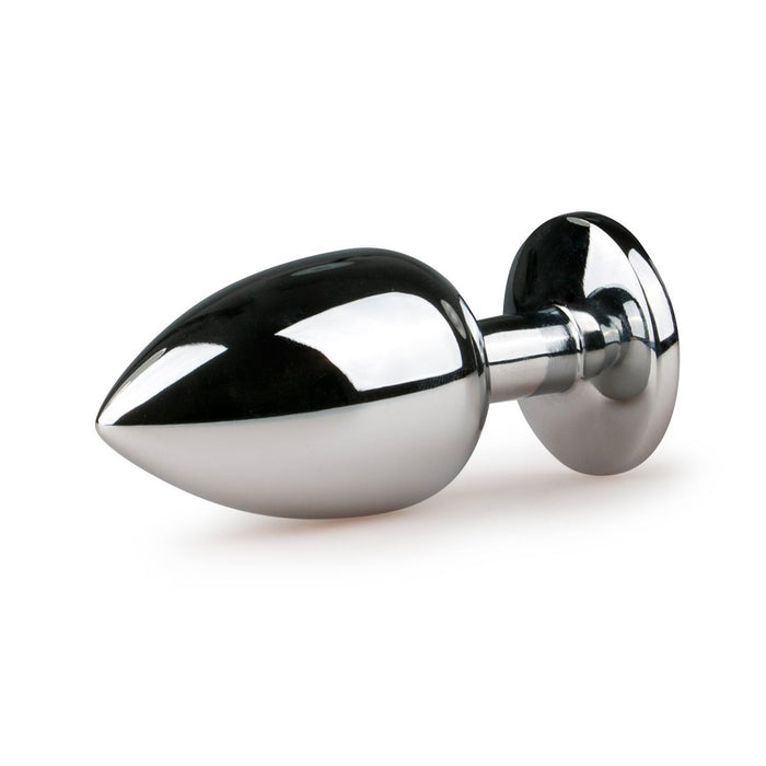 EasyToys Metalen Buttplug Zilver Met Heldere Kristal 10 cm
