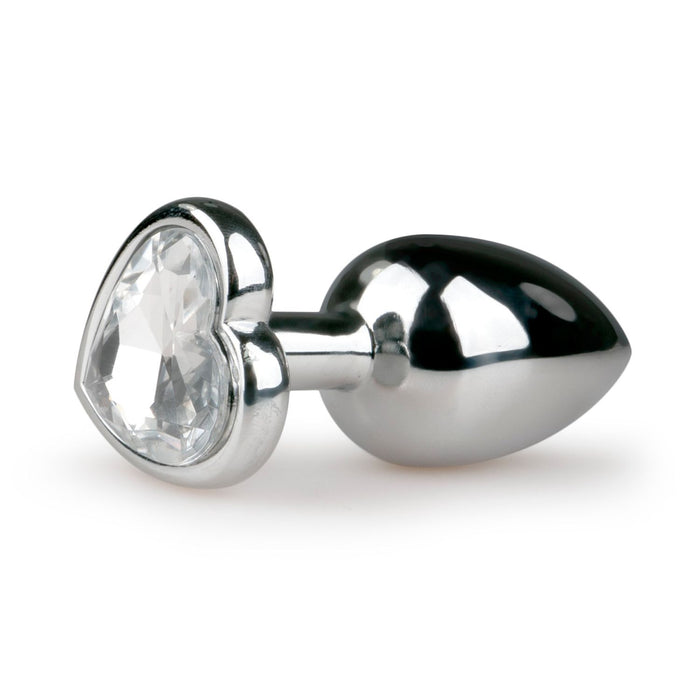 EasyToys Metalen Buttplug Zilver Met Hartsteen 7 cm