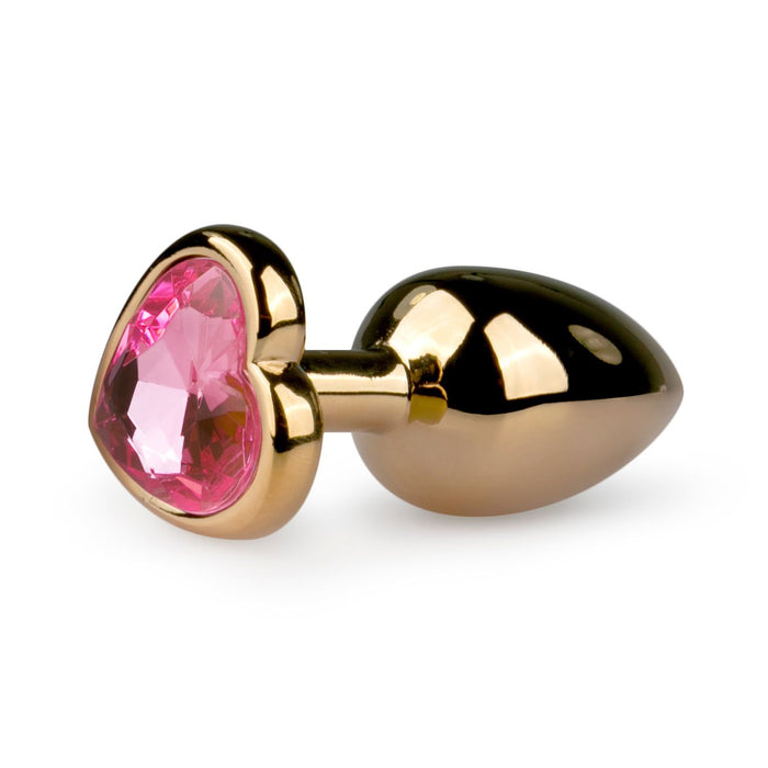 EasyToys Metalen Buttplug Goud Met Roze Hartsteen 7 cm