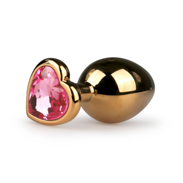 EasyToys Metalen Buttplug Goud Met Roze Hartsteen 8 cm