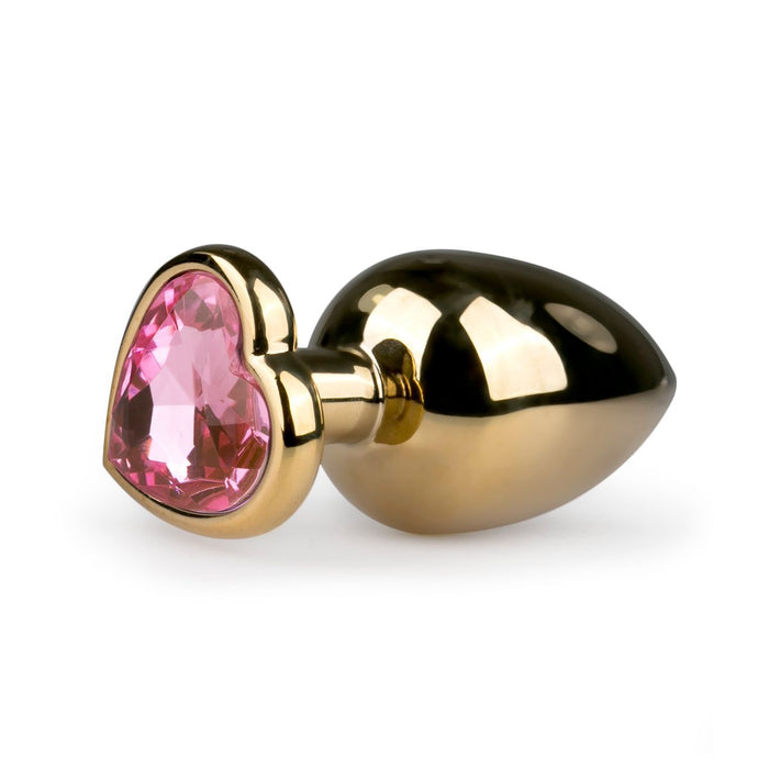 EasyToys Metalen Buttplug Goud Met Roze Hartsteen 10 cm