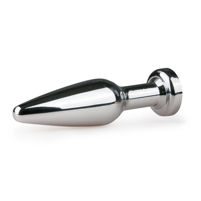 EasyToys Metalen Buttplug Zilver Met Heldere Kristal 11 cm