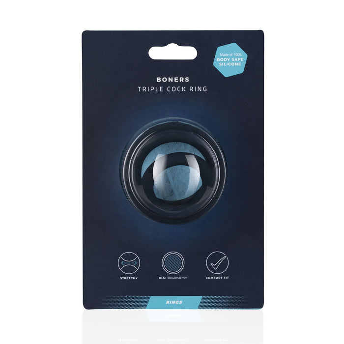 Boners Triple Cockring Voor Penis & Ballen