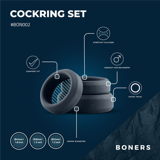 Boners Set Van 3 Platte Siliconen Cockringen
