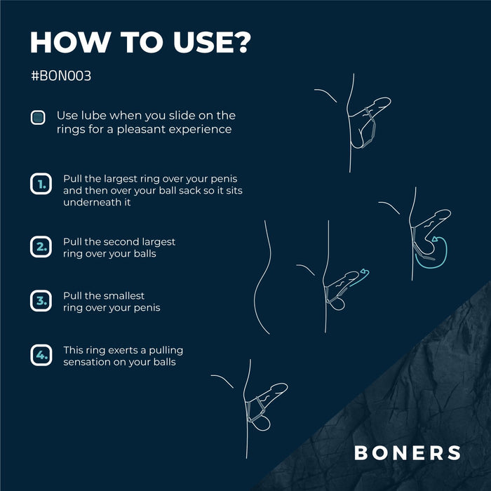 Boners Triple Cockring Voor Penis & Ballen