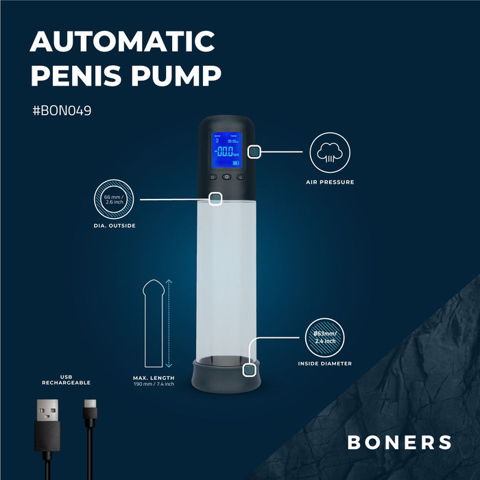 Boners Automatische Penispomp Met LCD-Scherm