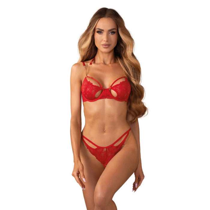 Obsessive Matildea 2-delige Open Lingerie Set Rood