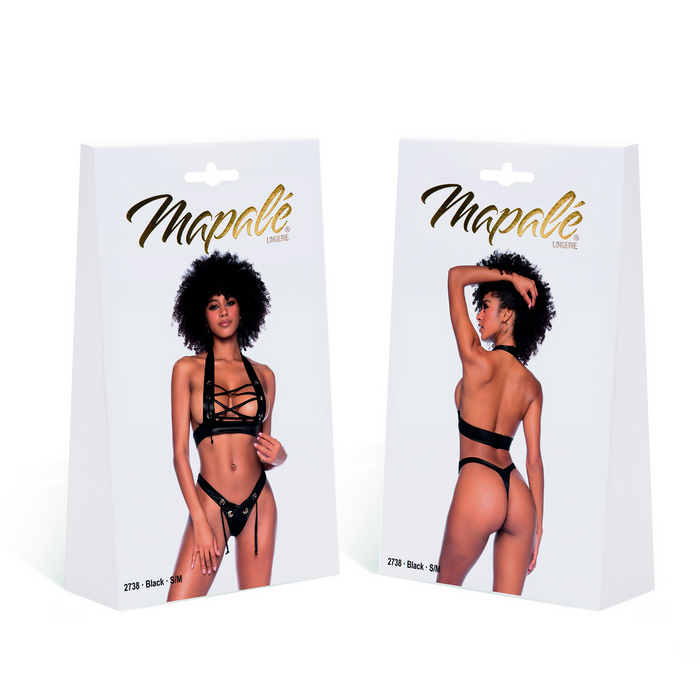 Mapalé Daring 2-delig Lingerie Set Wet Look Zwart