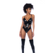Mapalé Lace-up Bodysuit Met Lage Halslijn Glanzend Zwart
