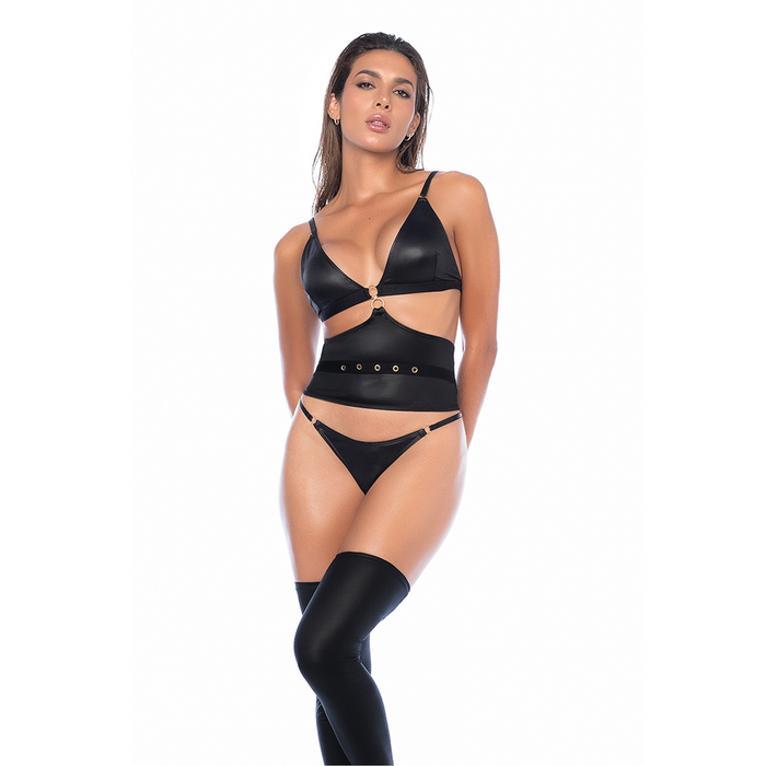 Mapalé Sexy Lingerie Setje Wet Look Zwart
