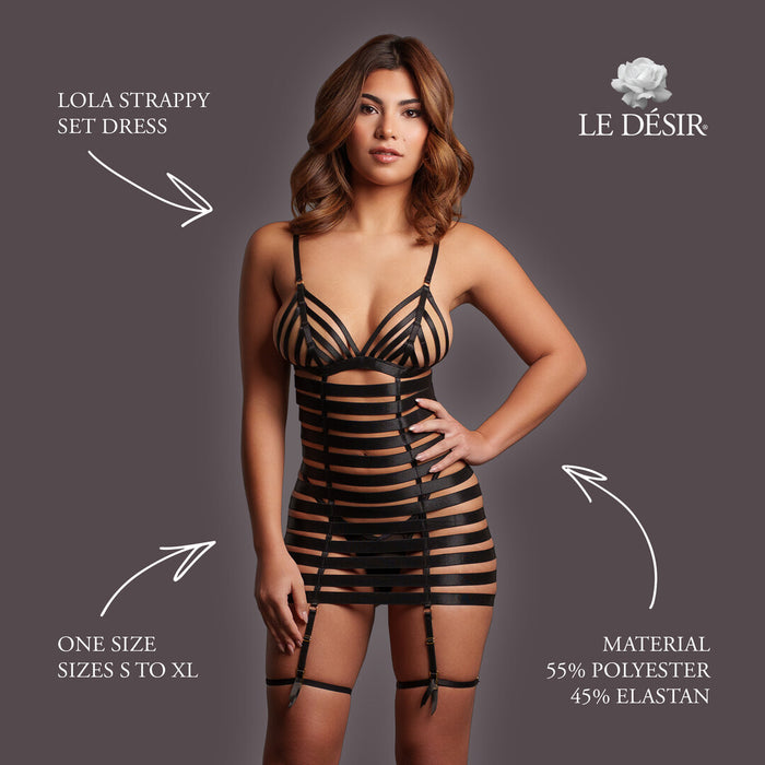 Le Désir Zwarte Strappy Jurk Met Uitsparingen