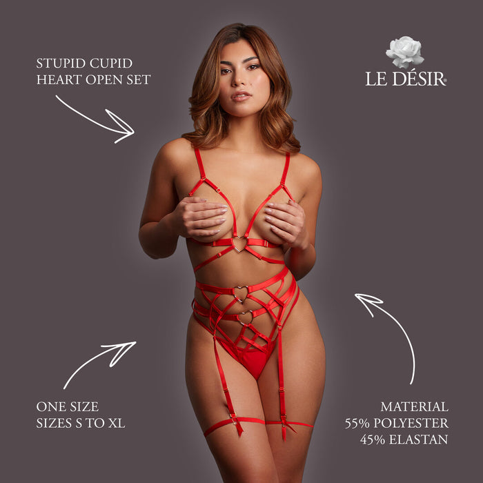 Le Désir Rode Open Hart 2-delige Lingerieset