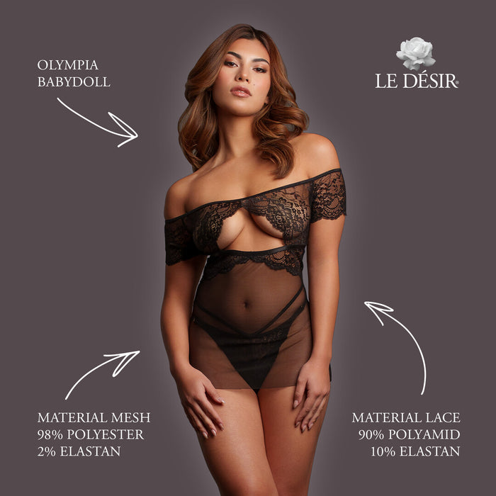 Le Désir Zwarte Babydoll Met Open Voorkant