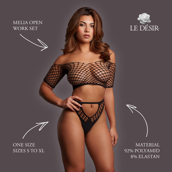 Le Désir Zwarte Opengewerkte 2-delige Lingerieset