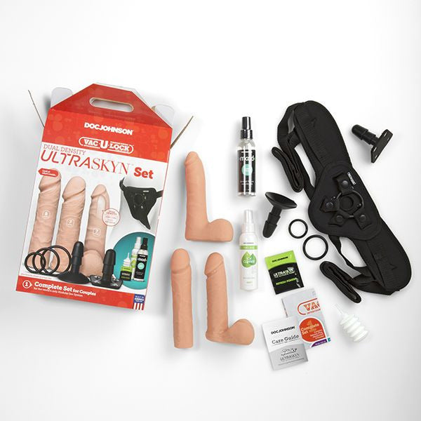 Doc Johnson Vac-U-Lock Dual Density Ultraskyn Voorbind Dildo Set