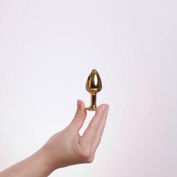 EasyToys Metalen Buttplug Goud Met Heldere Kristal 7 cm