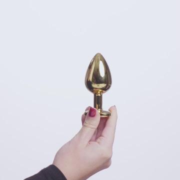 EasyToys Metalen Buttplug Goud Met Roze Hartsteen 10 cm