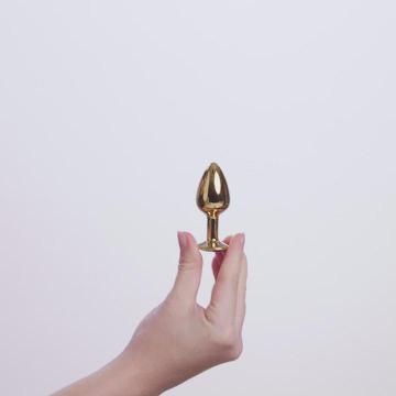 EasyToys Metalen Buttplug Goud Met Paarse Steen 7 cm