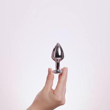 EasyToys Metalen Buttplug Zilver Met Heldere Hartsteen 8 cm