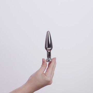 EasyToys Metalen Buttplug Zilver Met Heldere Kristal 11 cm