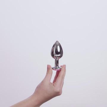 EasyToys Metalen Buttplug Zilver Met Roze Kristal 10 cm