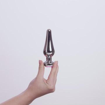 EasyToys Metalen Buttplug Zilver Met Roze Kristal 12 cm