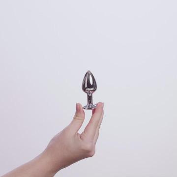 EasyToys Metalen Buttplug Zilver Met Roze Kristal 7 cm