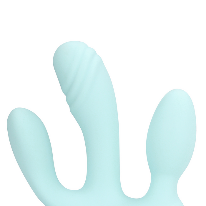 Loveline Three In One Liquid Silicone Vibrator Breezy Blue 12 cm