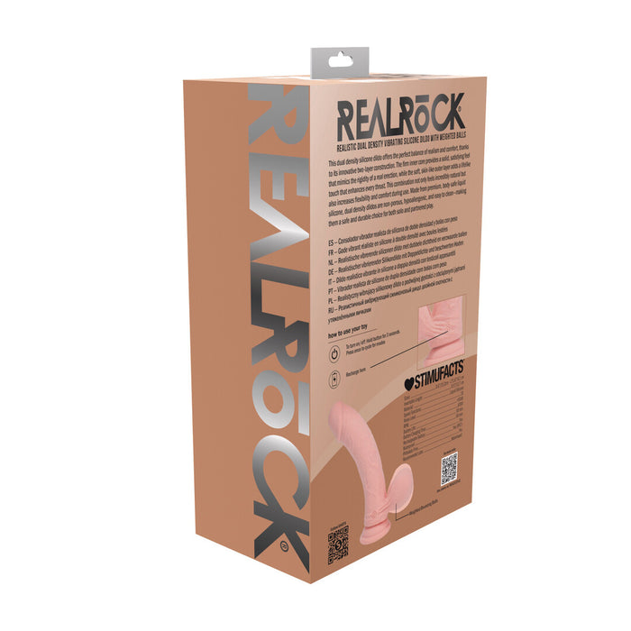 RealRock Realistische Vibrator Dual Density Rechargeable Liquid Silicone Vibrator Curved With Weighted Balls 6 / 15 Cm Flesh